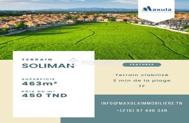 À VENDRE TERRAIN DE 463M² À 3 MINUTES DE LA PLAGE À SOLIMAN (LOTISSEMENT LA PLAGE