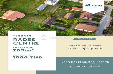 À VENDRE TERRAIN DE 705 M² EN PLEIN CENTRE DE RADES