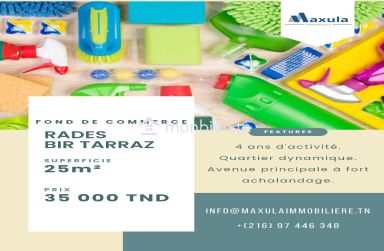 À VENDRE FOND DE COMMERCE PRODUITS MÉNAGERS À RADES BIR TARRAZ