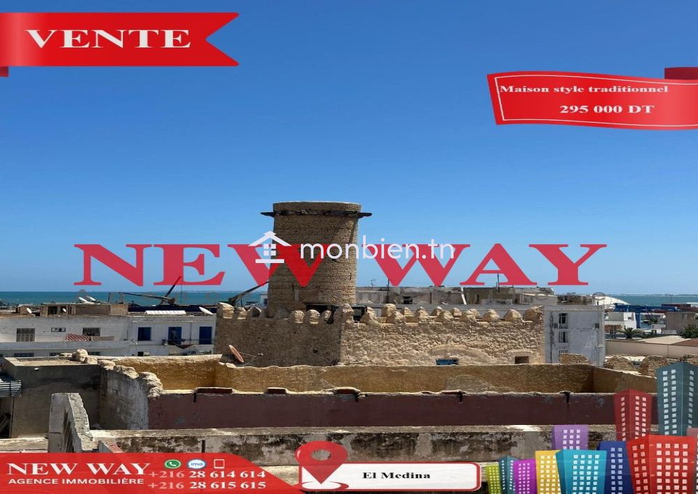 Maison style traditionnel à EL Médina Sousse ouvre sur trois rues