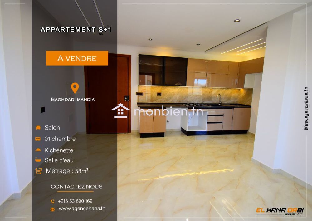 Appartement s+1 pour investissement à baghdedi