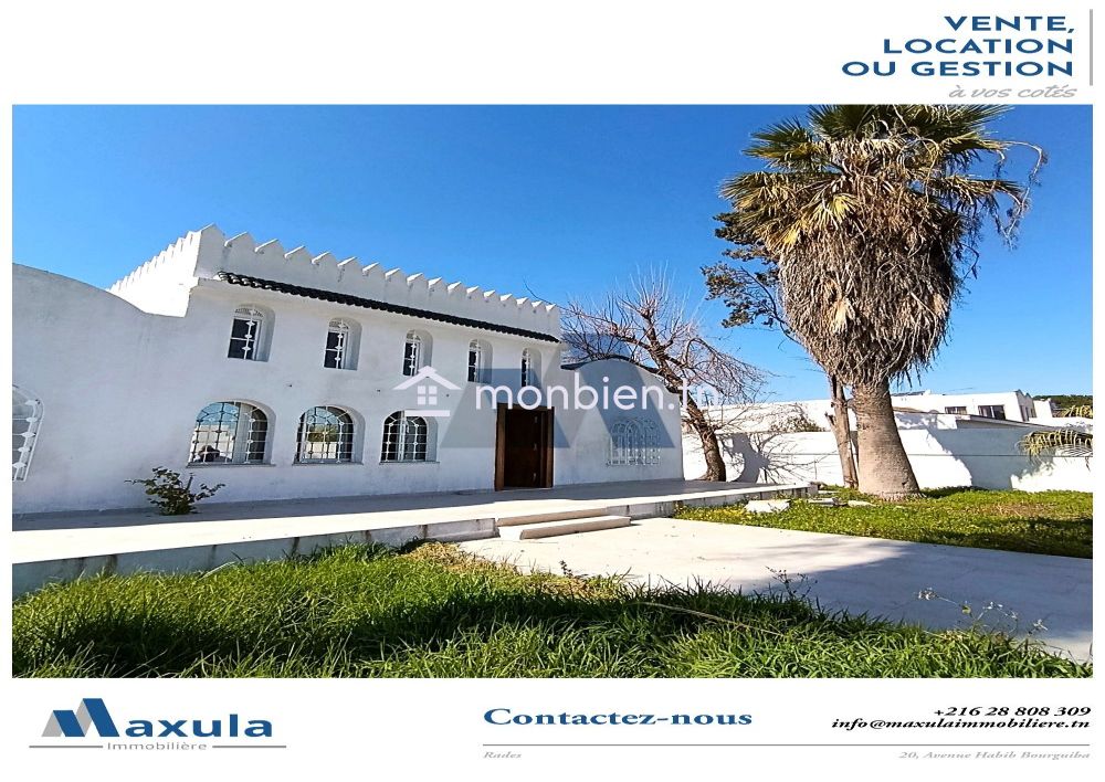 À LOUER VILLA S+4 À USAGE BUREAUTIQUE FACE À LA MER DE RADES PLAGE