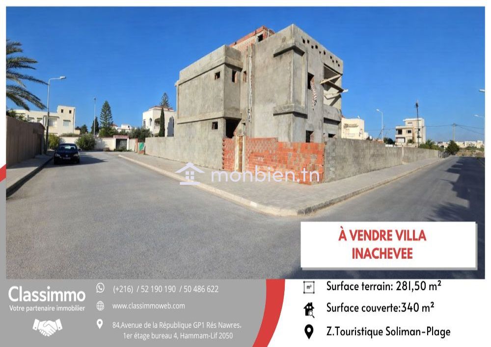 Villa inachevée couvrant 340 m2 pour 320 MD