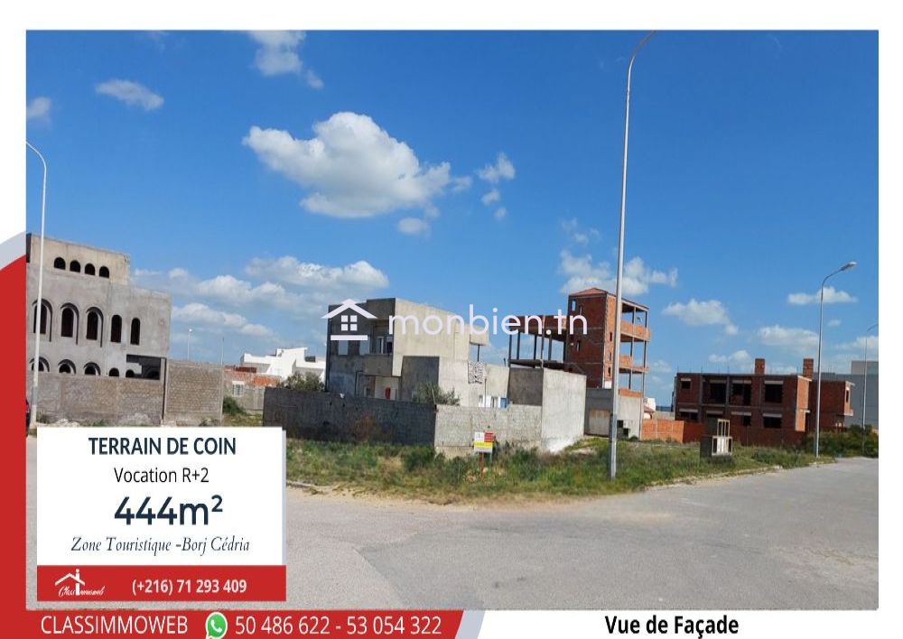 Terrain de 444m2 de coin à 630 D le m2