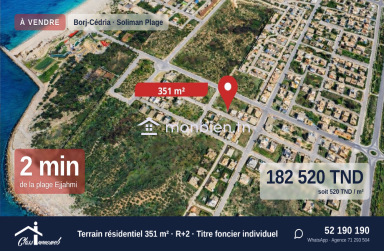Terrain de 351 m² à 2 min de la mer Soliman Plage