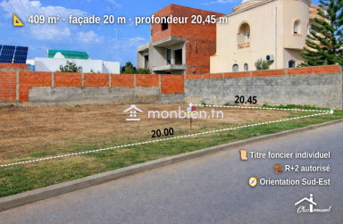 Terrain de 409 m2 à 300 m de la plage Ejjahmi