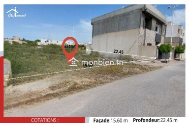 Terrain de 351 m2 à 540TND le m2
