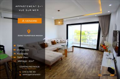 à vendre appartement s+1 haut standing et vue sur mer à mahdia