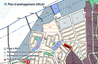 🌊 Terrain de coin 444 m² à 300 m de la plage – Borj-Cédria